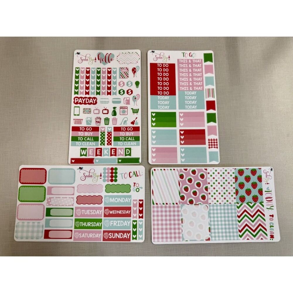 Soda Pop Studios weekly planner stickers New! sticky! 4-pages
